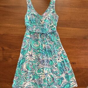 Lilly Pulitzer Teal, White & Navy Paisley Tank Dress